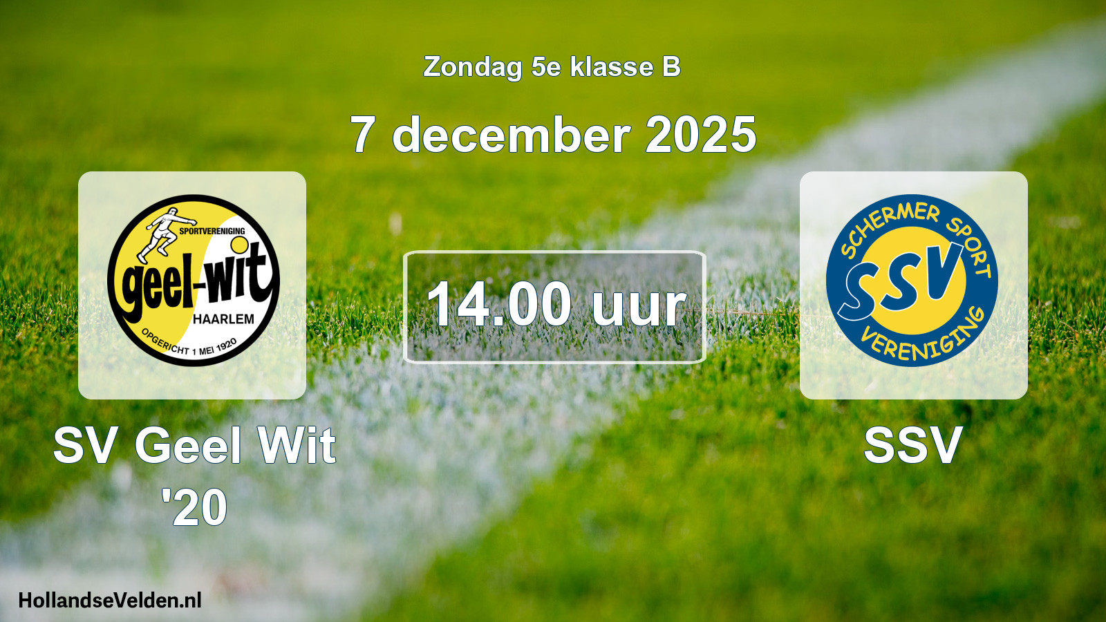 Scheduled Match: SV Geel Wit '20 - SSV (7 December 2025)