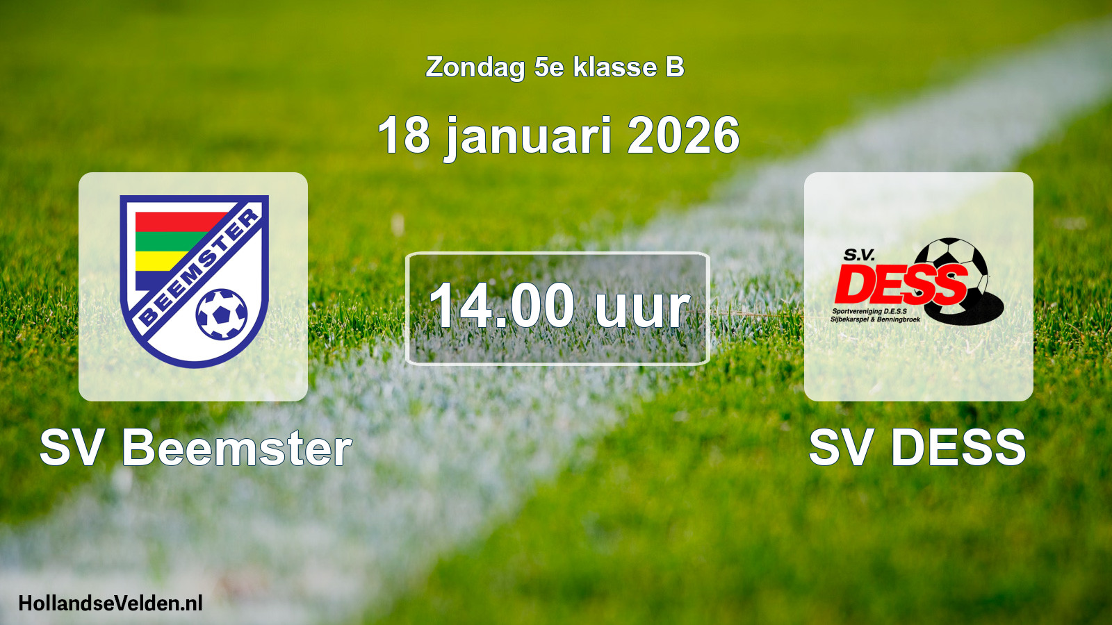 Geplande wedstrijd: SV Beemster - SV DESS (18 januari 2026)
