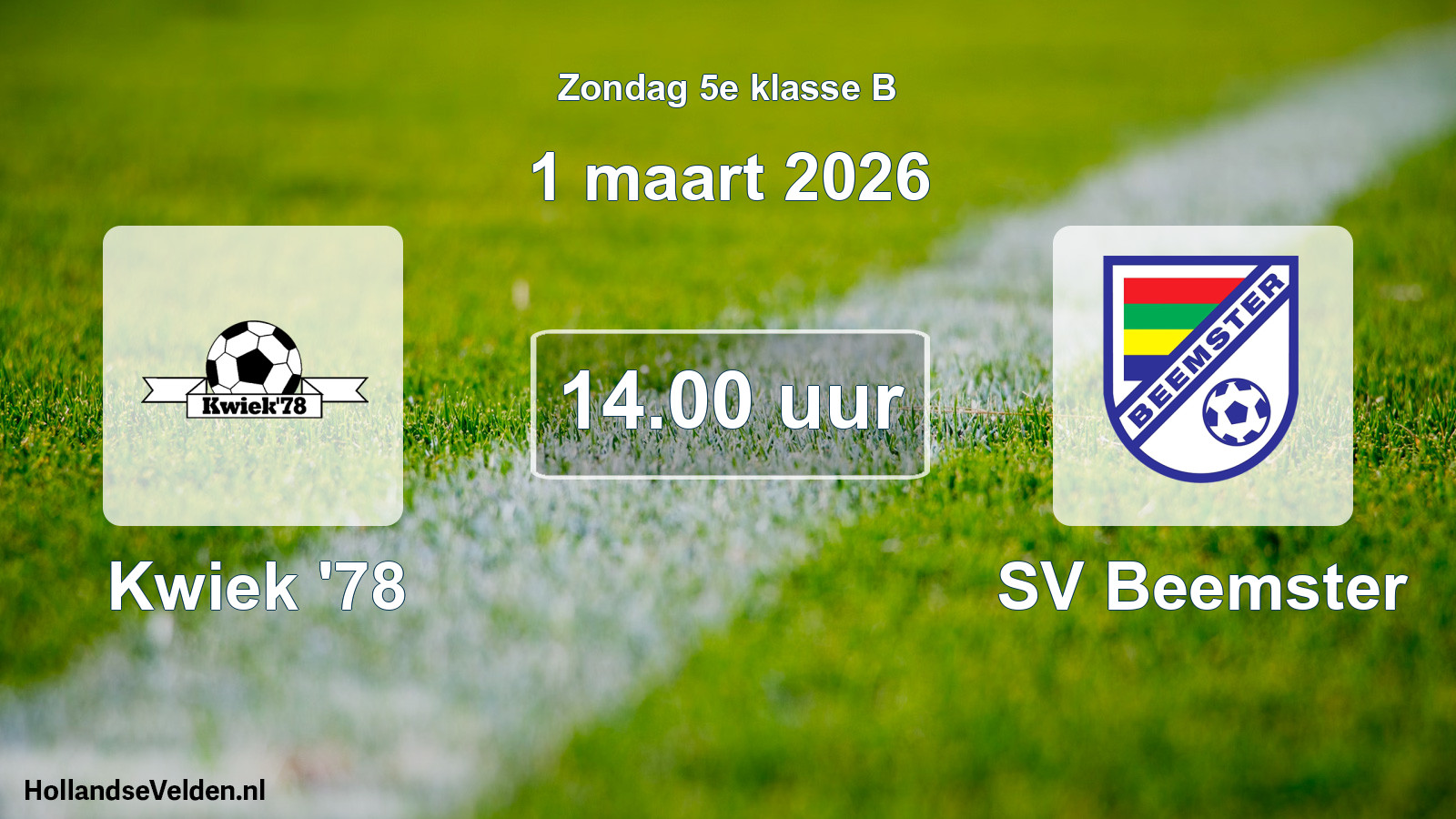 Scheduled Match: Kwiek '78 - SV Beemster (1 March 2026)