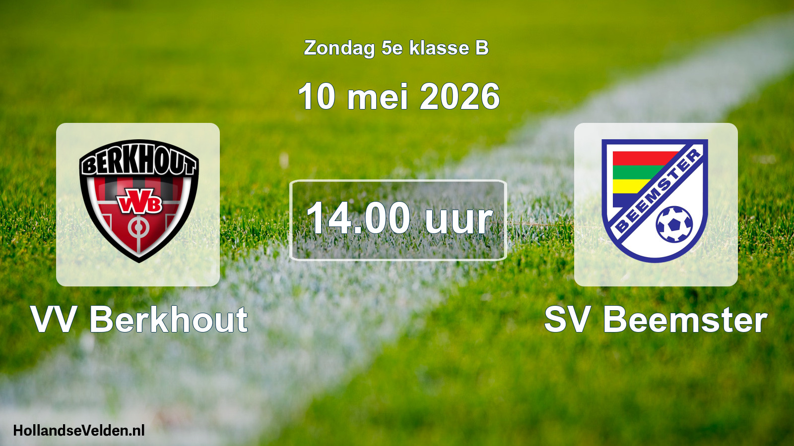 Geplande wedstrijd: VV Berkhout - SV Beemster (10 mei 2026)