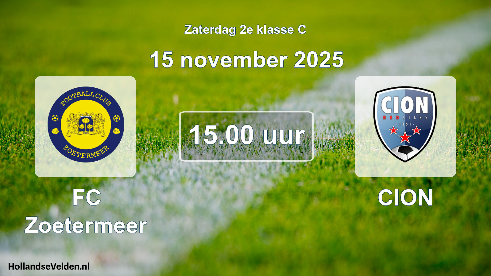 Geplande wedstrijd: FC Zoetermeer - CION (15 november 2025)