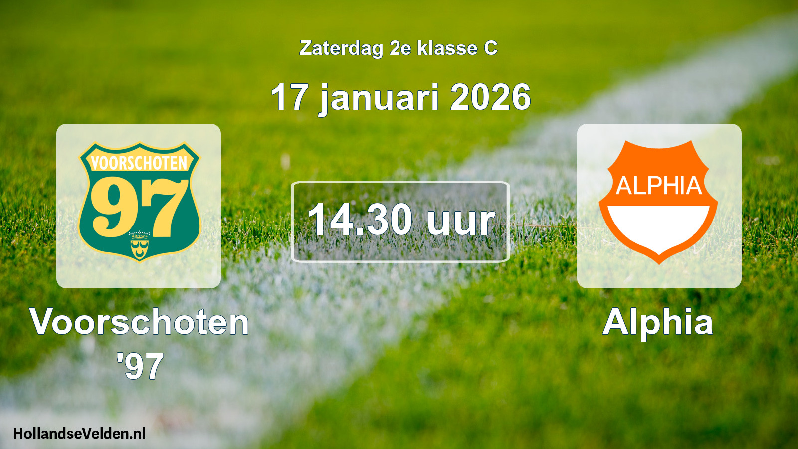 Geplande wedstrijd: Voorschoten '97 - Alphia (17 januari 2026)