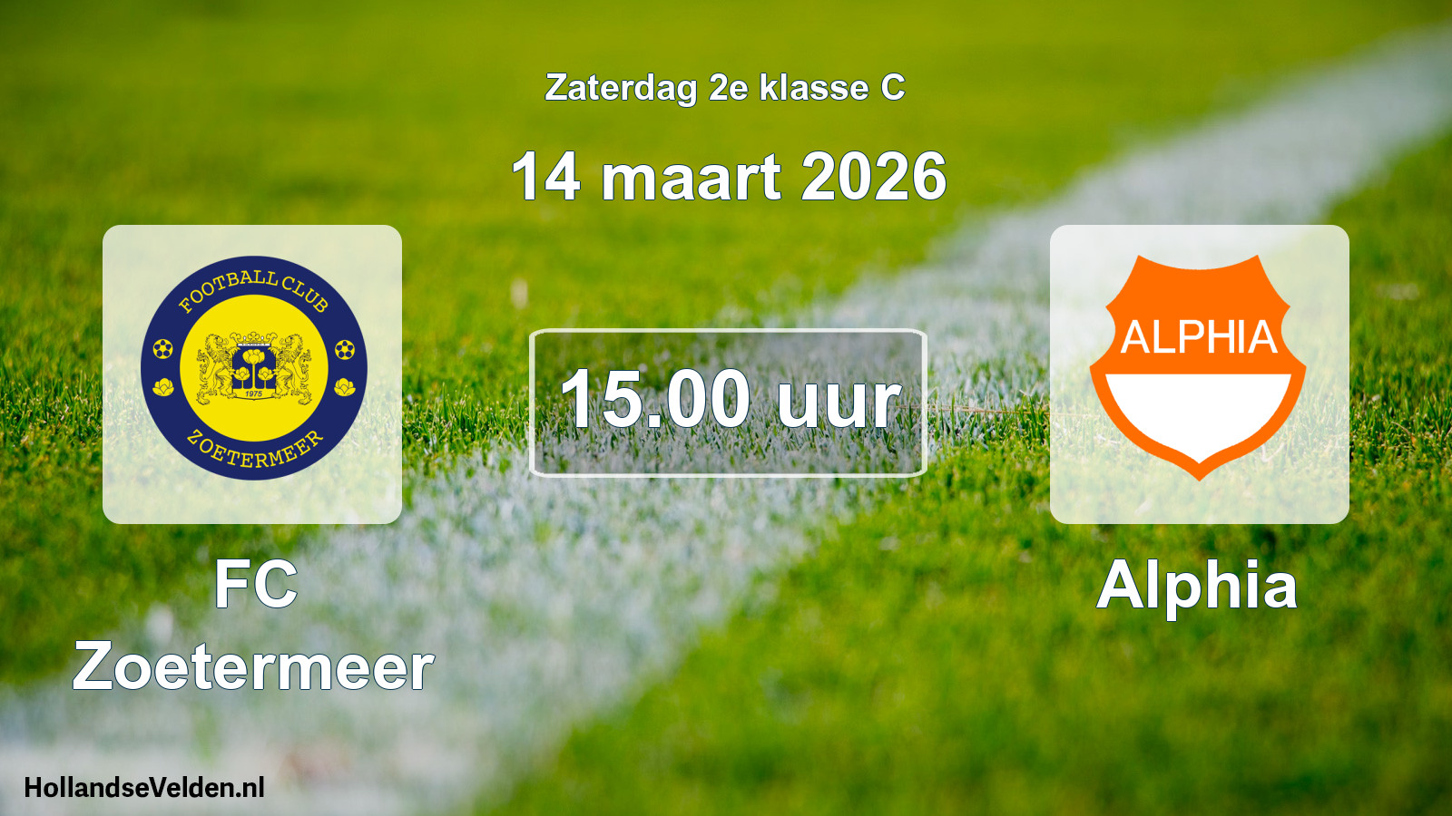 Geplande wedstrijd: FC Zoetermeer - Alphia (14 maart 2026)