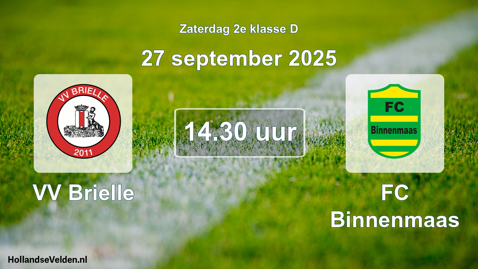Geplande wedstrijd: VV Brielle - FC Binnenmaas (27 september 2025)