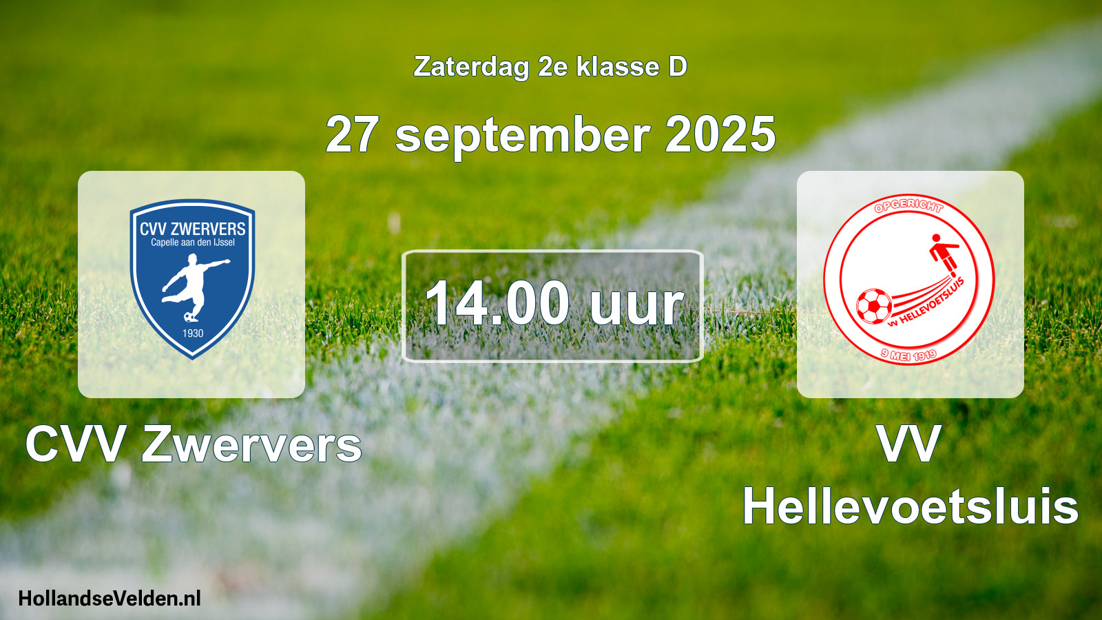Scheduled Match: CVV Zwervers - VV Hellevoetsluis (27 September 2025)