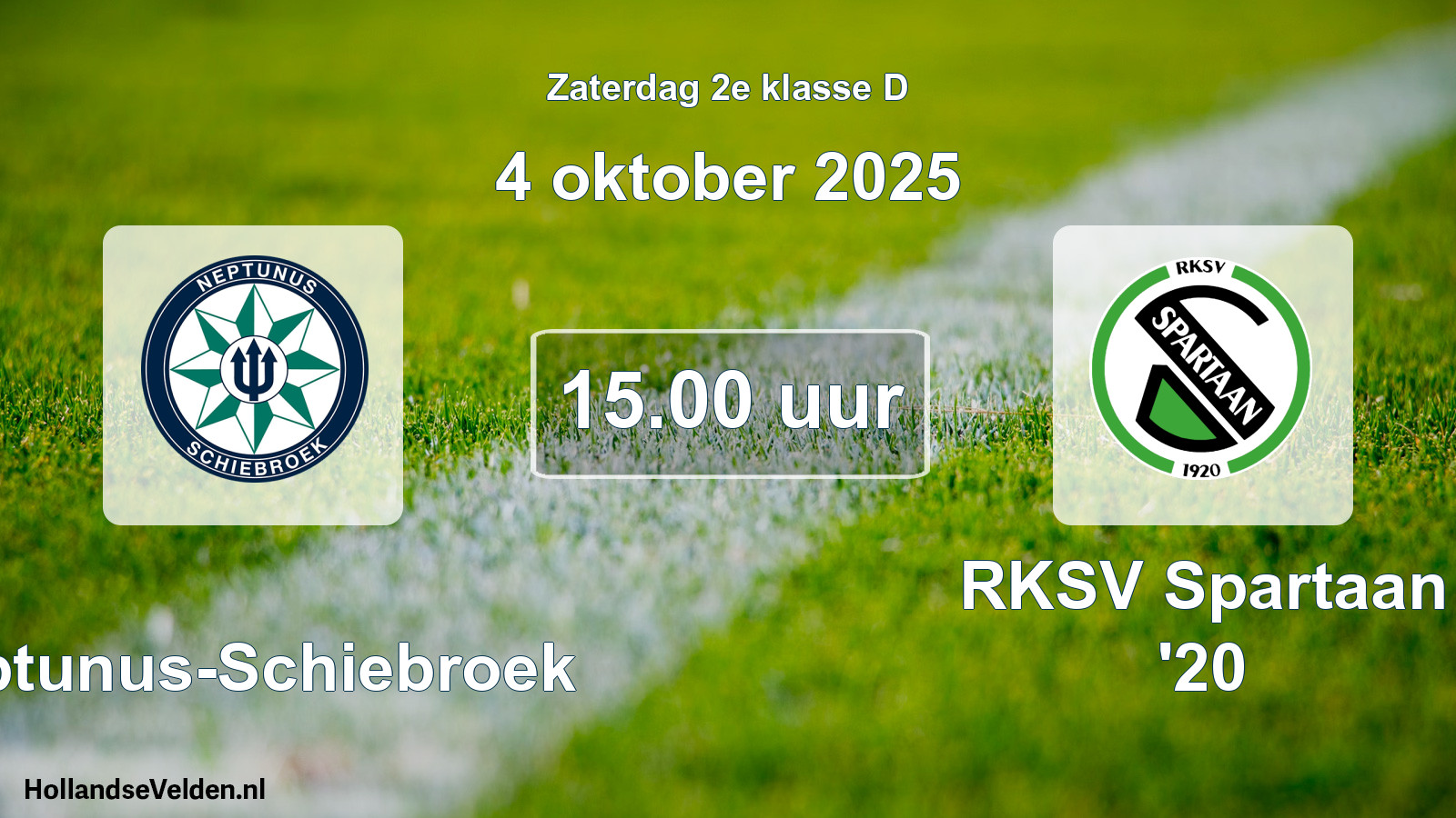 Scheduled Match: Neptunus-Schiebroek - RKSV Spartaan '20 (4 October 2025)