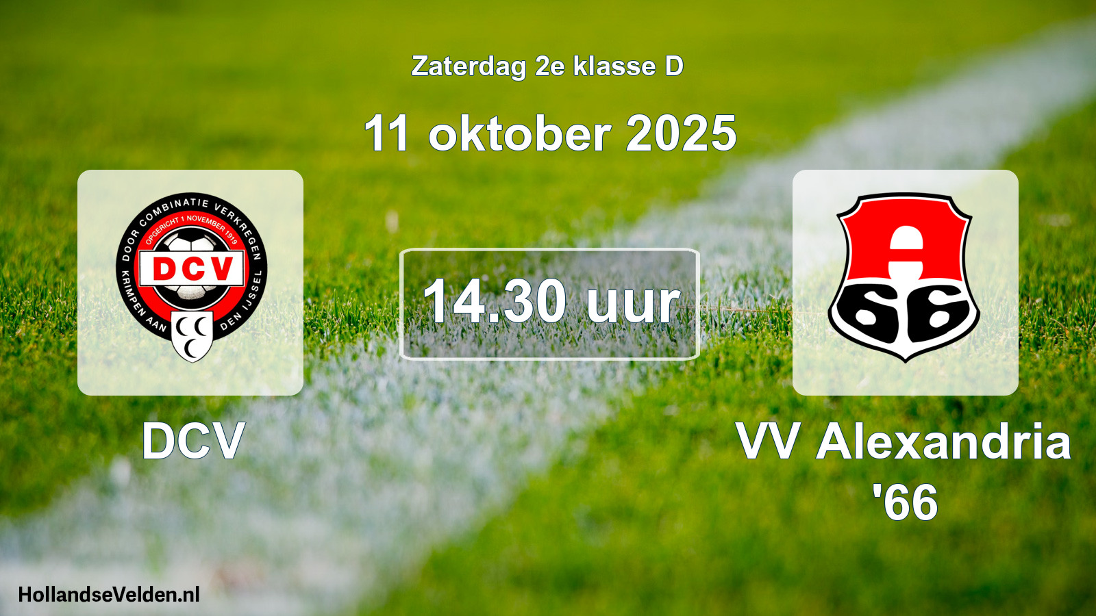 Scheduled Match: DCV - VV Alexandria '66 (11 October 2025)