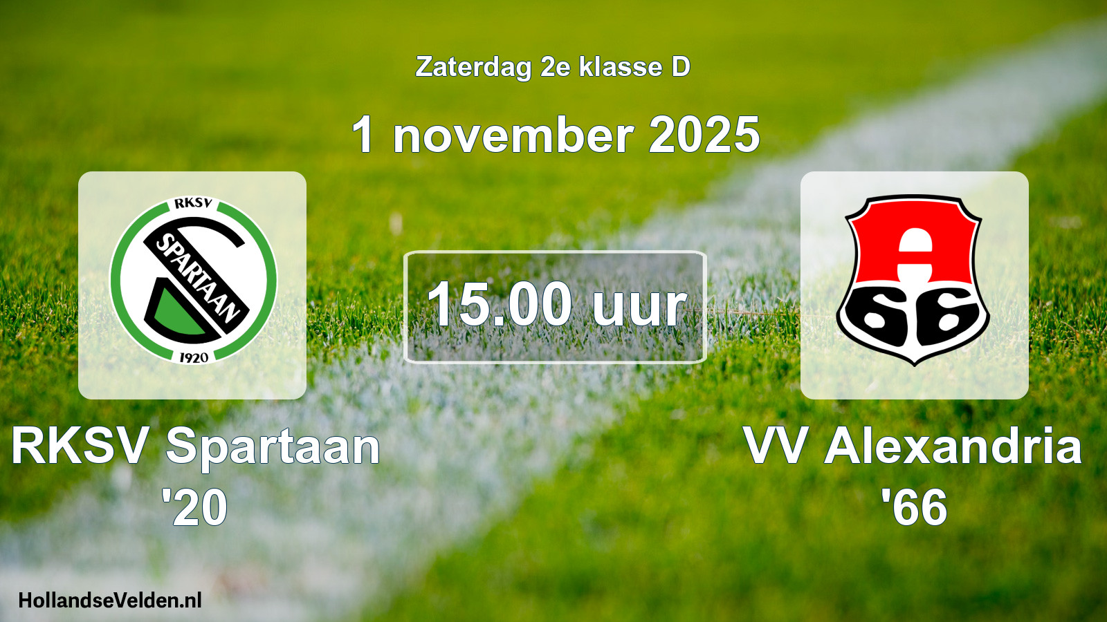 Scheduled Match: RKSV Spartaan '20 - VV Alexandria '66 (1 November 2025)