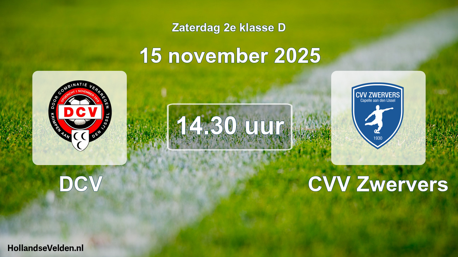 Scheduled Match: DCV - CVV Zwervers (15 November 2025)