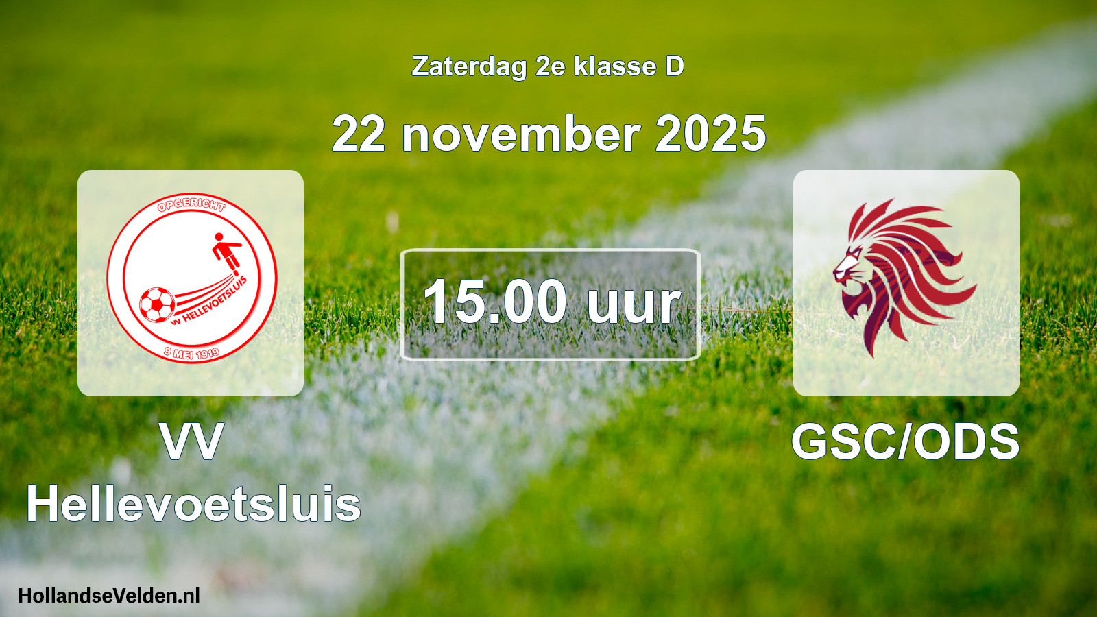 Geplande wedstrijd: VV Hellevoetsluis - GSC/ODS (22 november 2025)