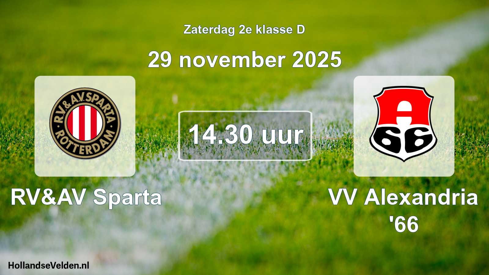 Scheduled Match: RV&AV Sparta - VV Alexandria '66 (29 November 2025)