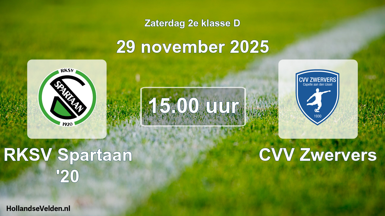Scheduled Match: RKSV Spartaan '20 - CVV Zwervers (29 November 2025)