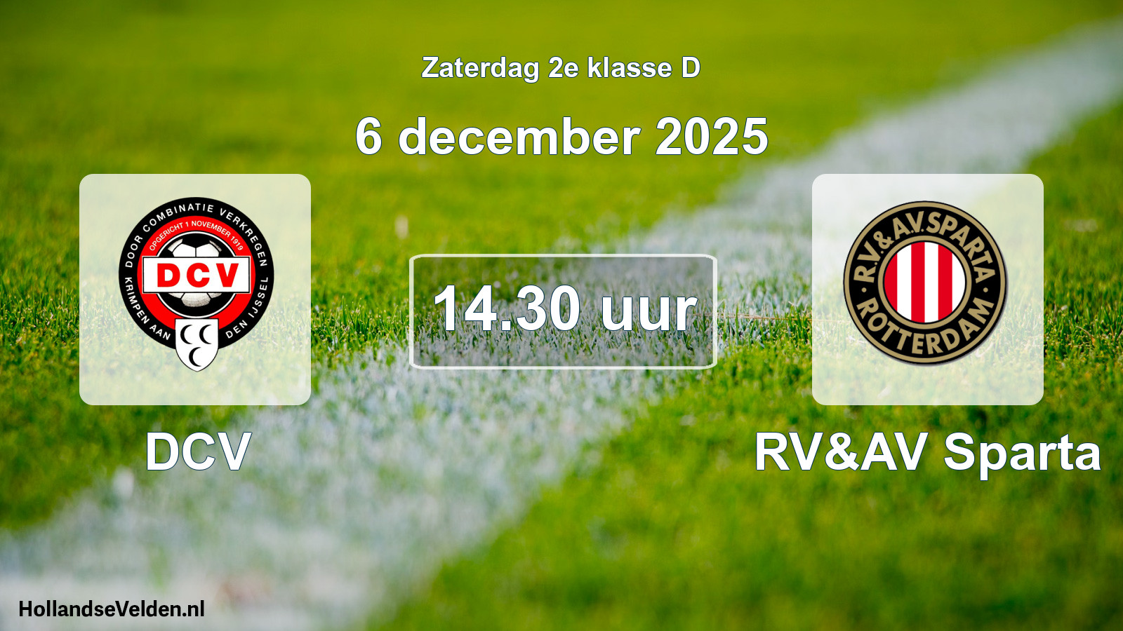 Geplande wedstrijd: DCV - RV&AV Sparta (6 december 2025)