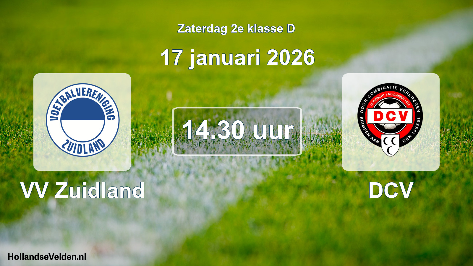 Scheduled Match: VV Zuidland - DCV (17 January 2026)