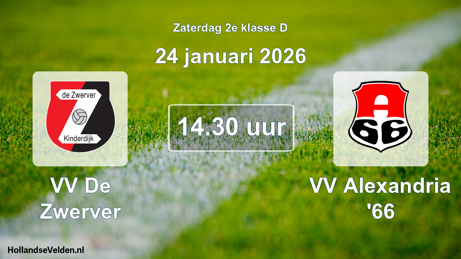 Scheduled Match: VV De Zwerver - VV Alexandria '66 (24 January 2026)