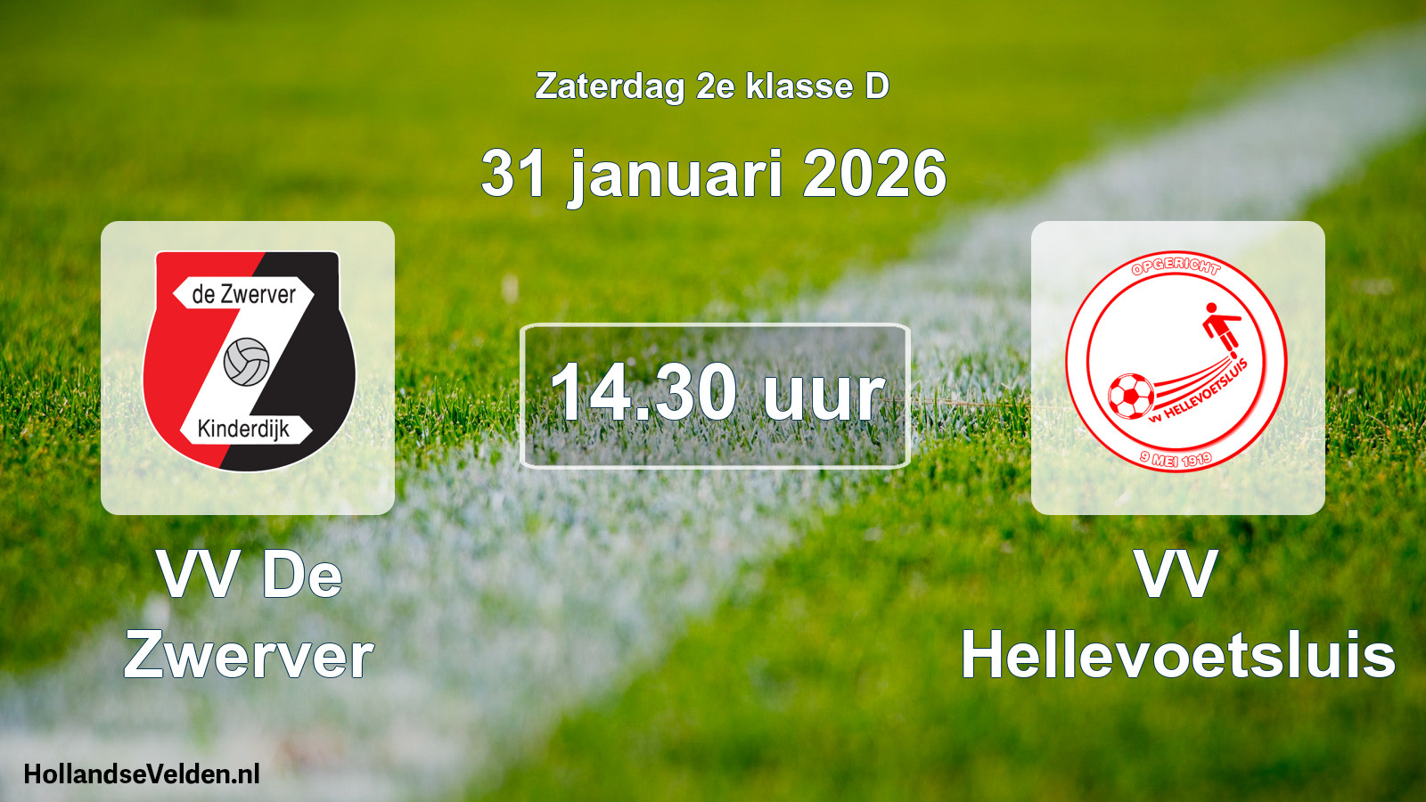 Scheduled Match: VV De Zwerver - VV Hellevoetsluis (31 January 2026)