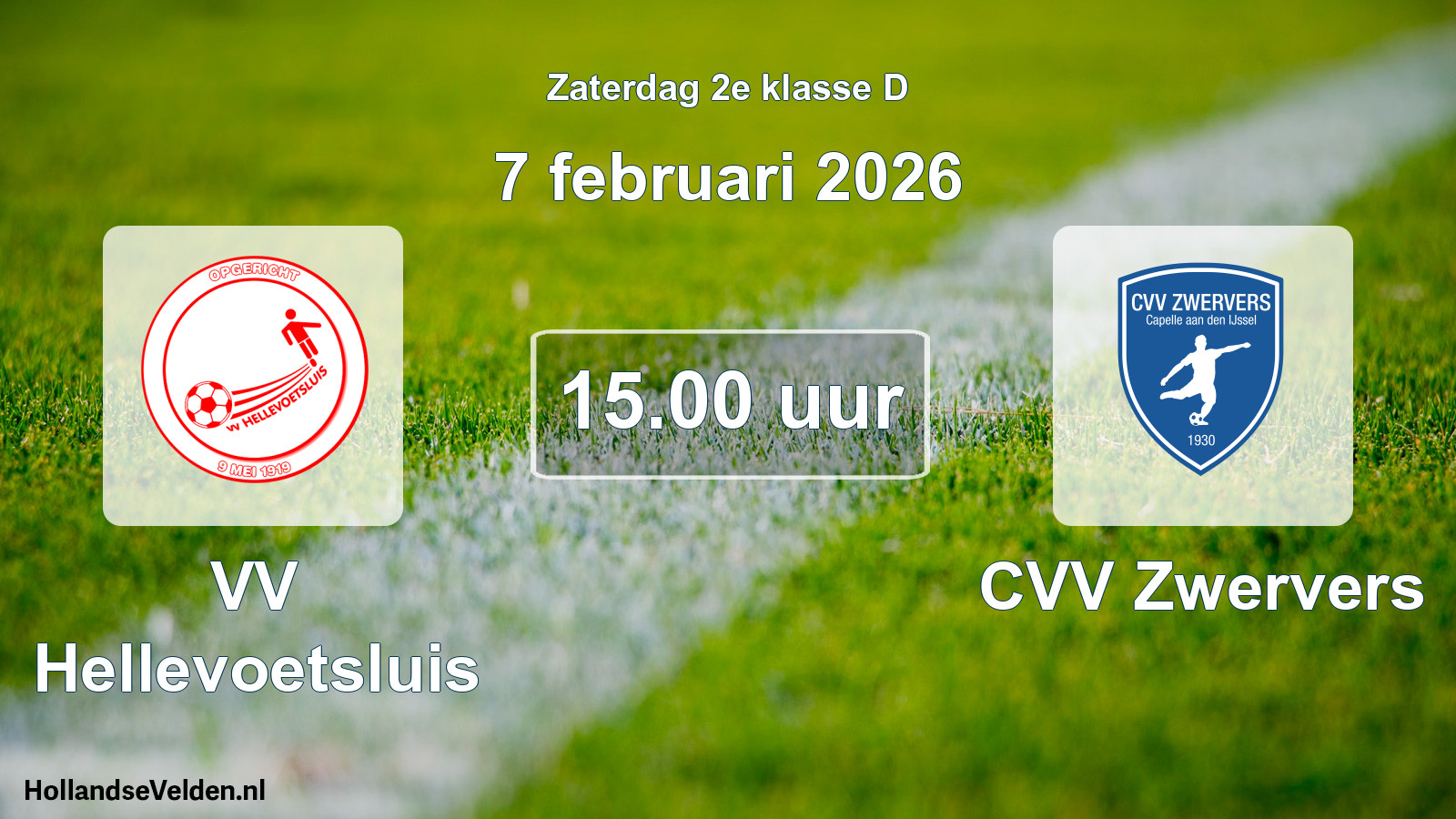 Scheduled Match: VV Hellevoetsluis - CVV Zwervers (7 February 2026)