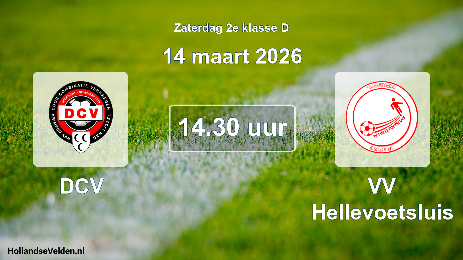 Scheduled Match: DCV - VV Hellevoetsluis (14 March 2026)
