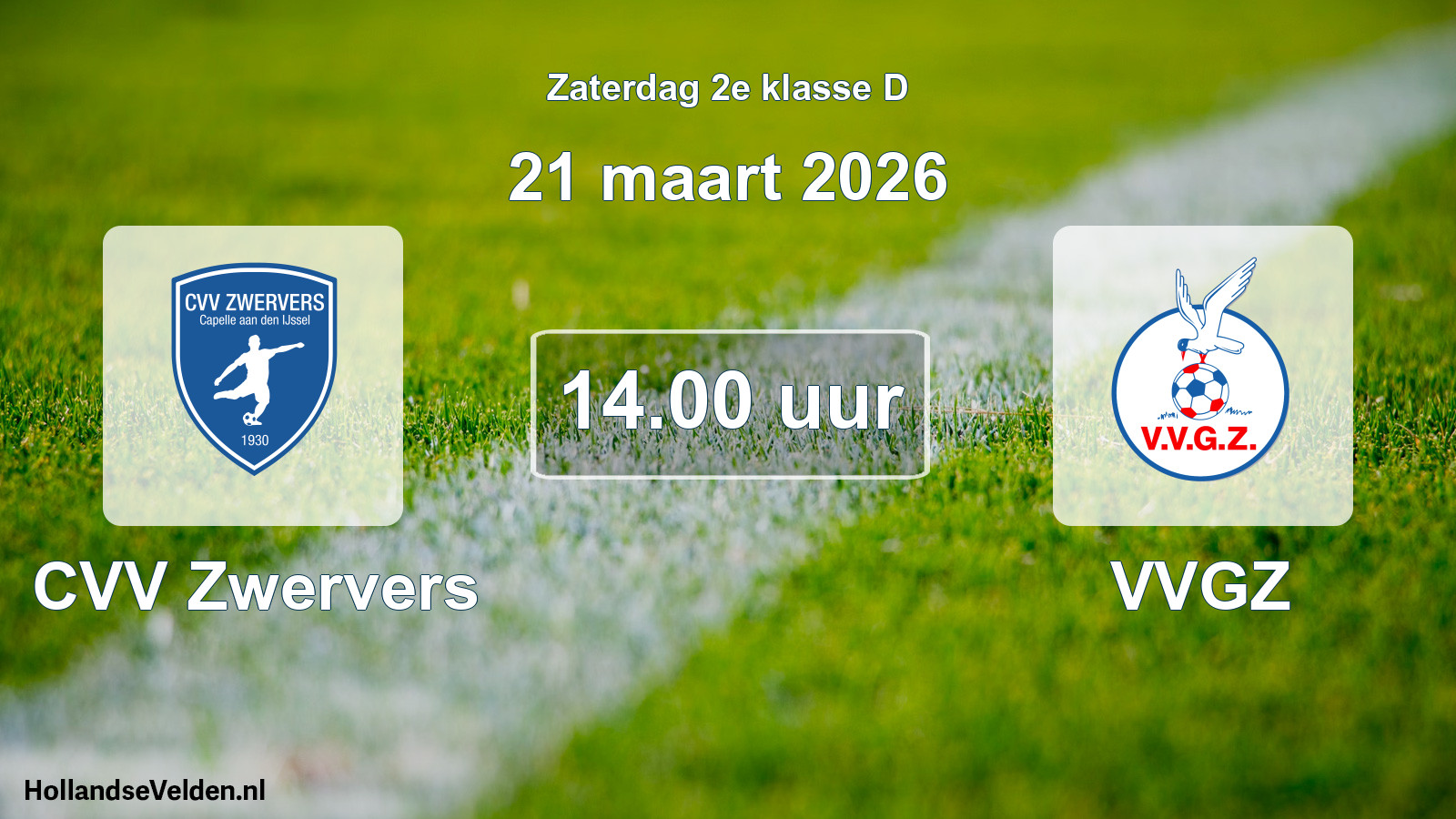 Scheduled Match: CVV Zwervers - VVGZ (21 March 2026)