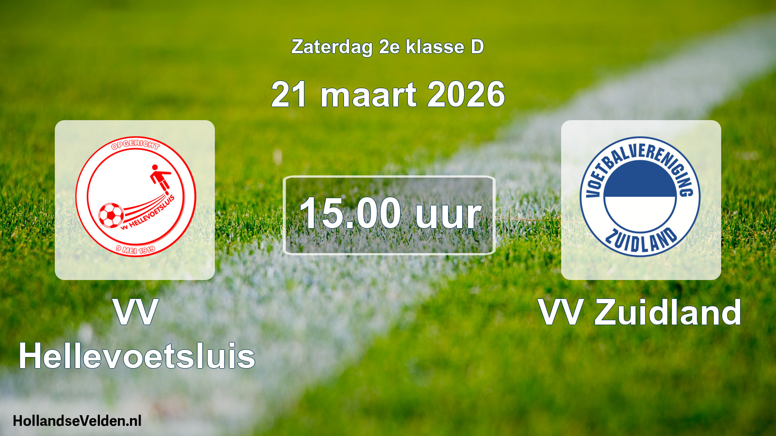 Geplande wedstrijd: VV Hellevoetsluis - VV Zuidland (21 maart 2026)