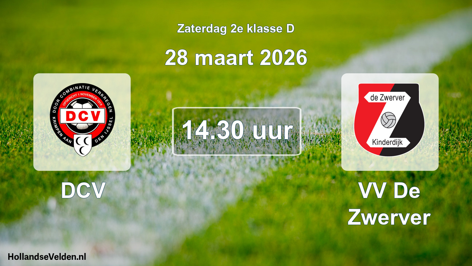 Scheduled Match: DCV - VV De Zwerver (28 March 2026)