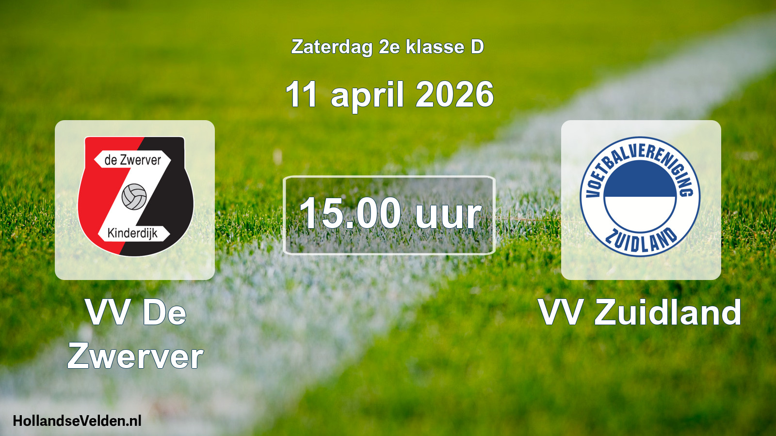 Scheduled Match: VV De Zwerver - VV Zuidland (11 April 2026)