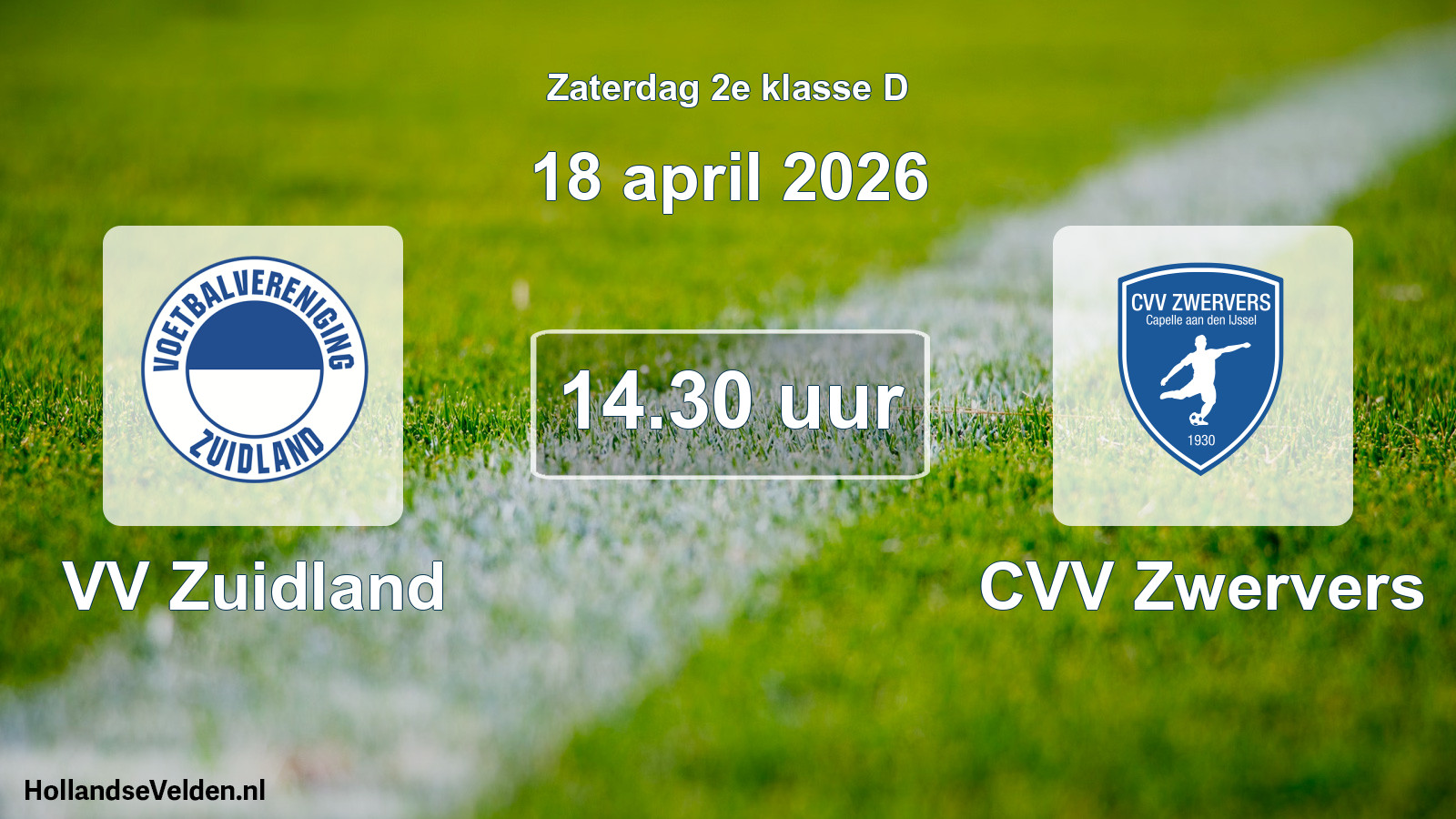 Scheduled Match: VV Zuidland - CVV Zwervers (18 April 2026)