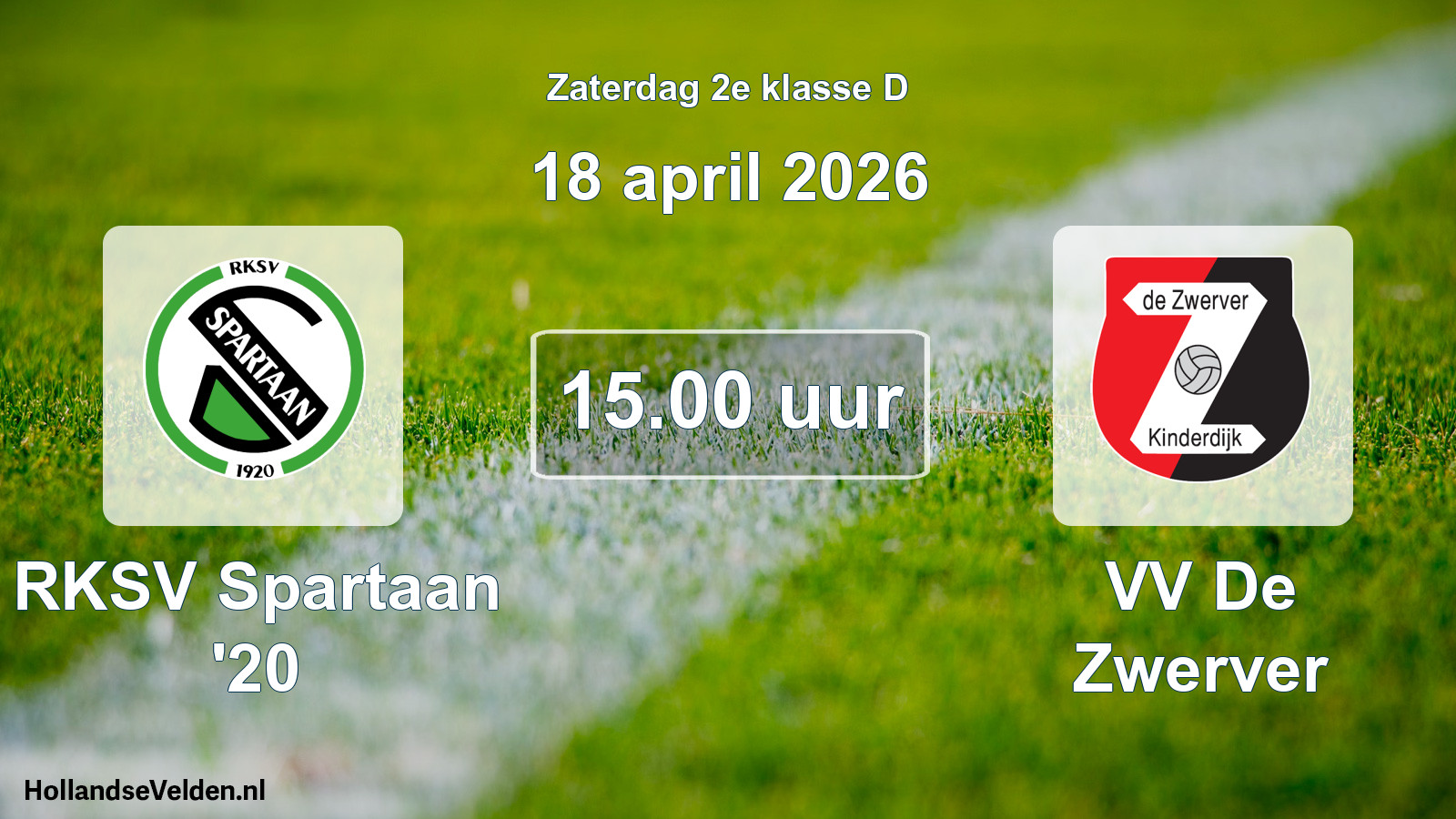 Scheduled Match: RKSV Spartaan '20 - VV De Zwerver (18 April 2026)