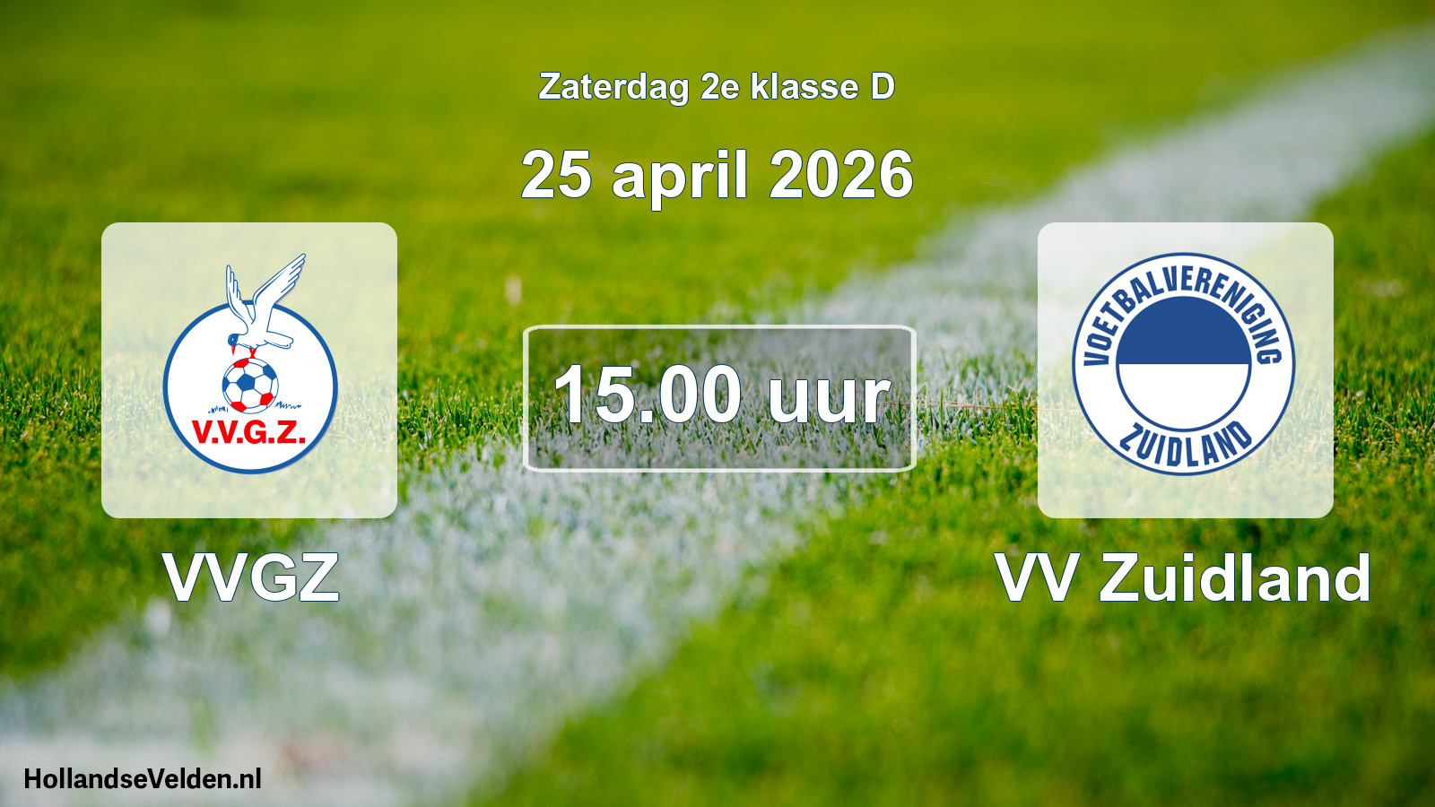 Geplande wedstrijd: VVGZ - VV Zuidland (25 april 2026)