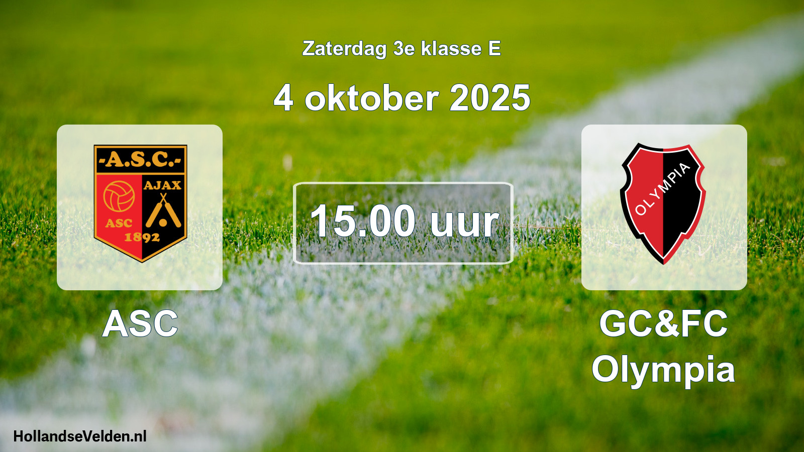 Geplande wedstrijd: ASC - GC&FC Olympia (4 oktober 2025)