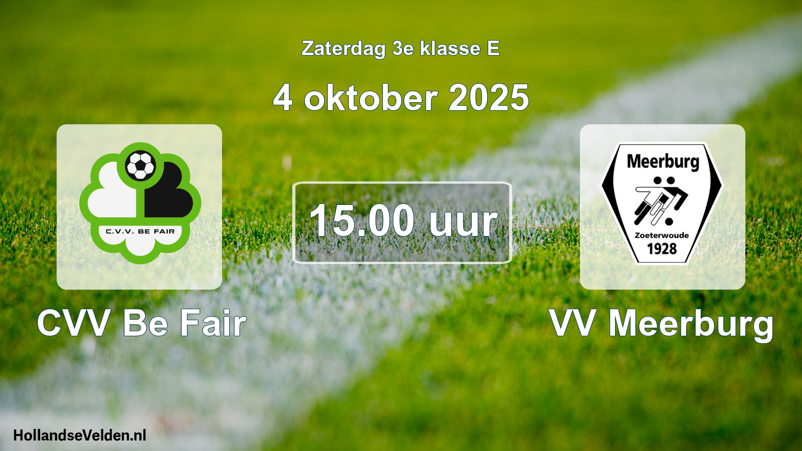 Scheduled Match: CVV Be Fair - VV Meerburg (4 October 2025)