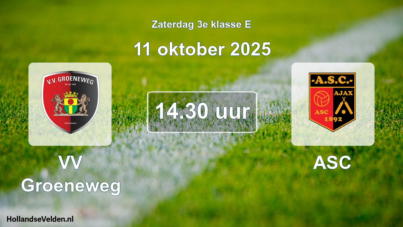 Scheduled Match: VV Groeneweg - ASC (11 October 2025)