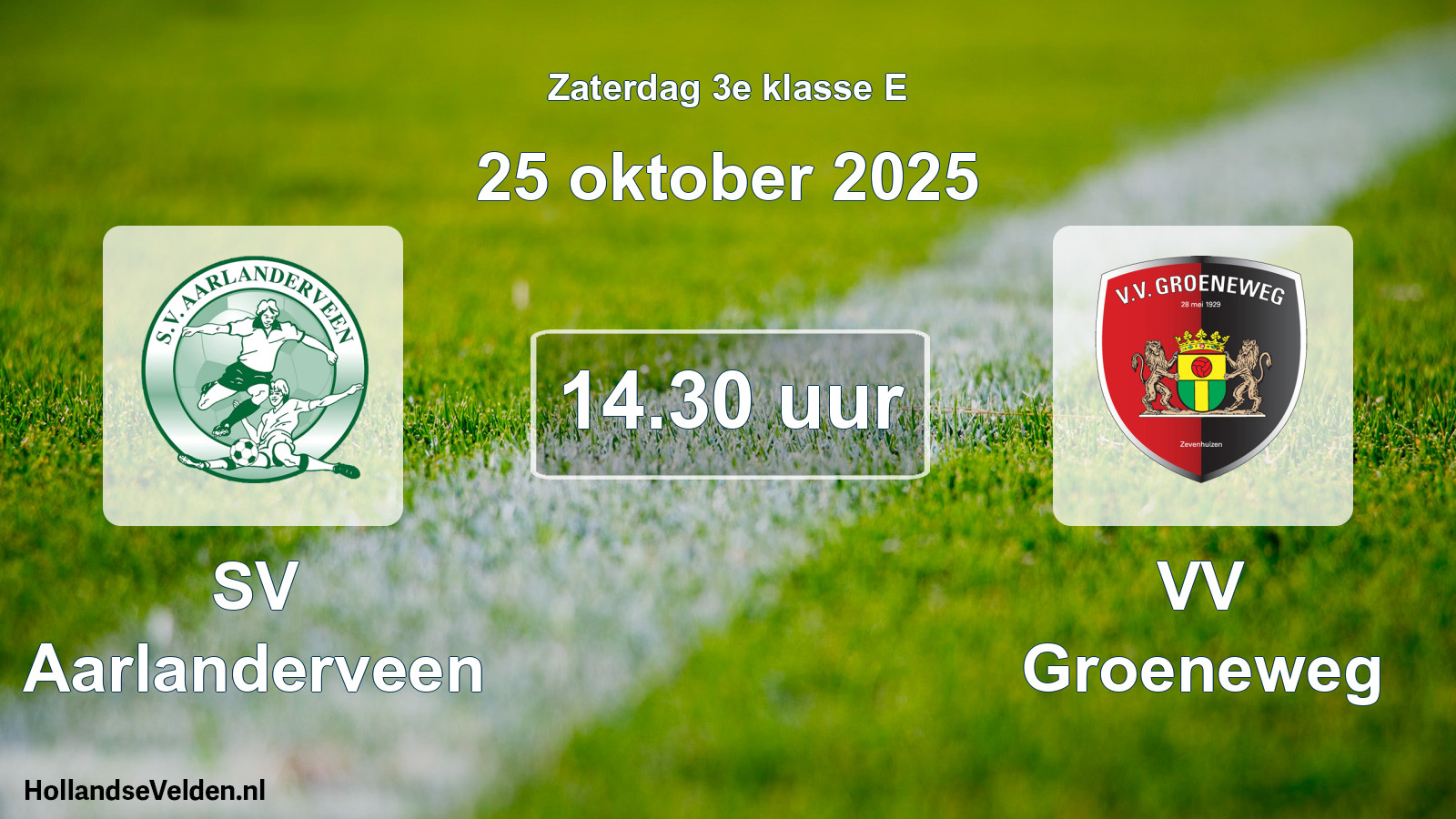 Geplande wedstrijd: SV Aarlanderveen - VV Groeneweg (25 oktober 2025)