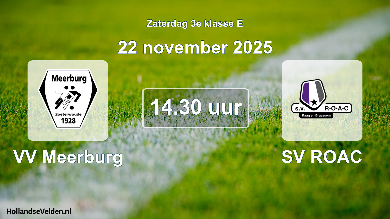 Geplande wedstrijd: VV Meerburg - SV ROAC (22 november 2025)