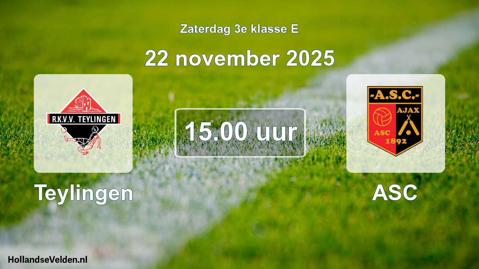 Geplande wedstrijd: Teylingen - ASC (22 november 2025)