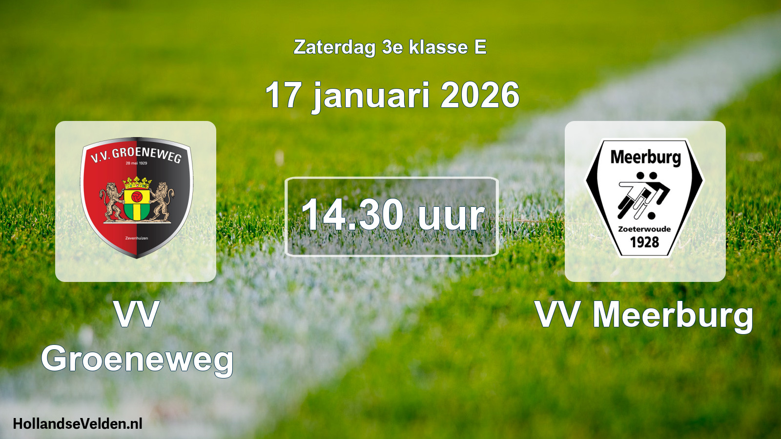 Geplande wedstrijd: VV Groeneweg - VV Meerburg (17 januari 2026)