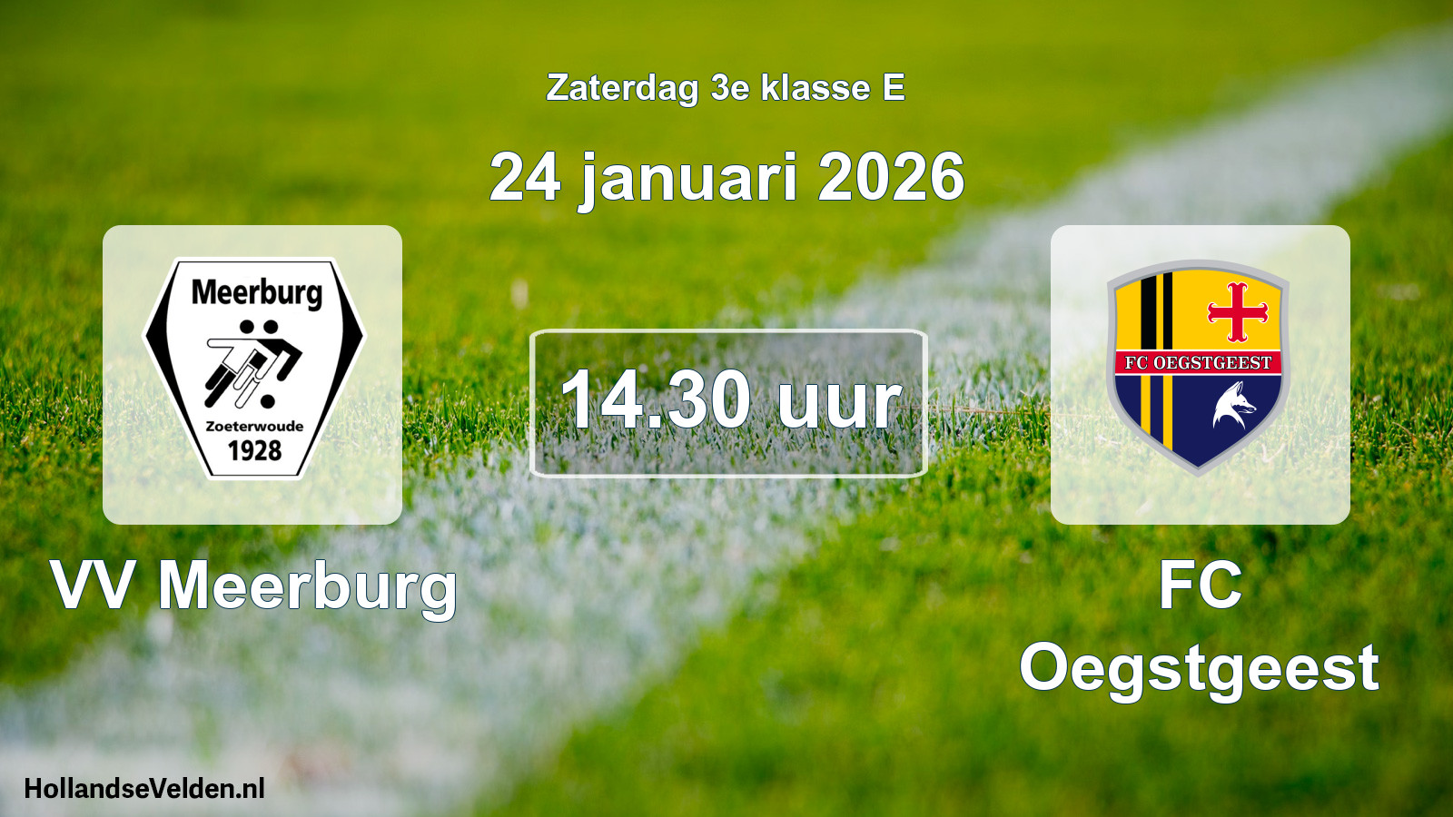 Geplande wedstrijd: VV Meerburg - FC Oegstgeest (24 januari 2026)