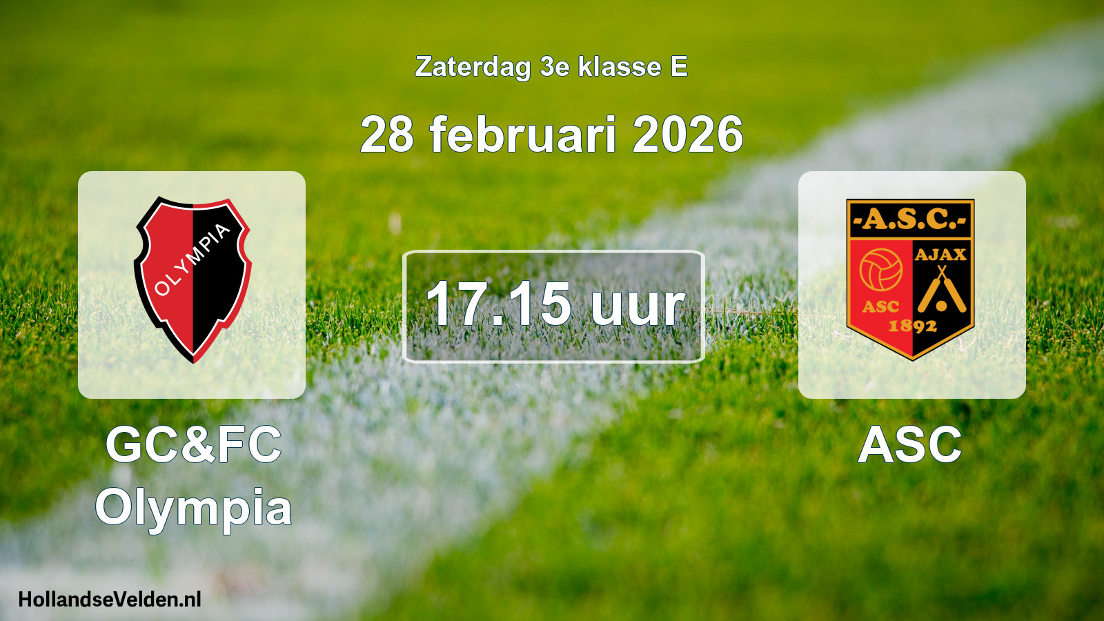 Geplande wedstrijd: GC&FC Olympia - ASC (28 februari 2026)