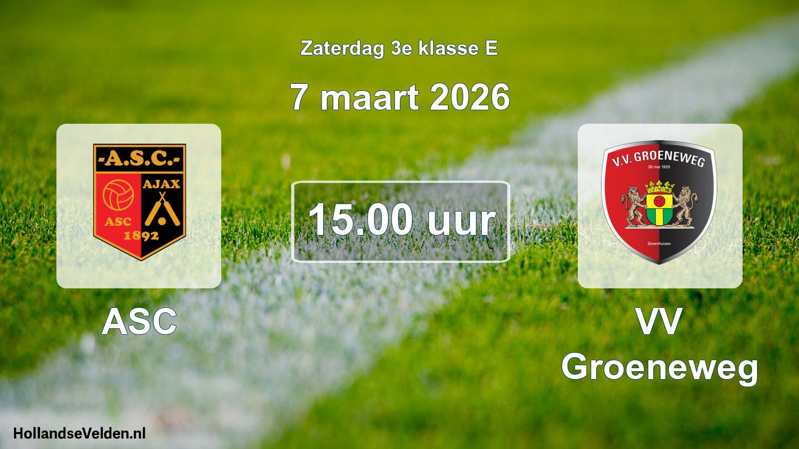 Scheduled Match: ASC - VV Groeneweg (7 March 2026)