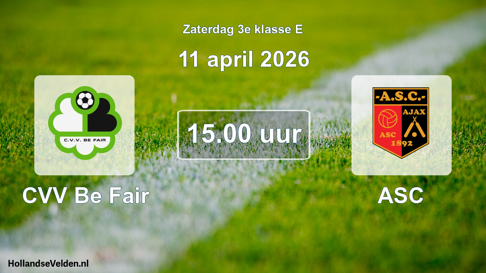 Geplande wedstrijd: CVV Be Fair - ASC (11 april 2026)