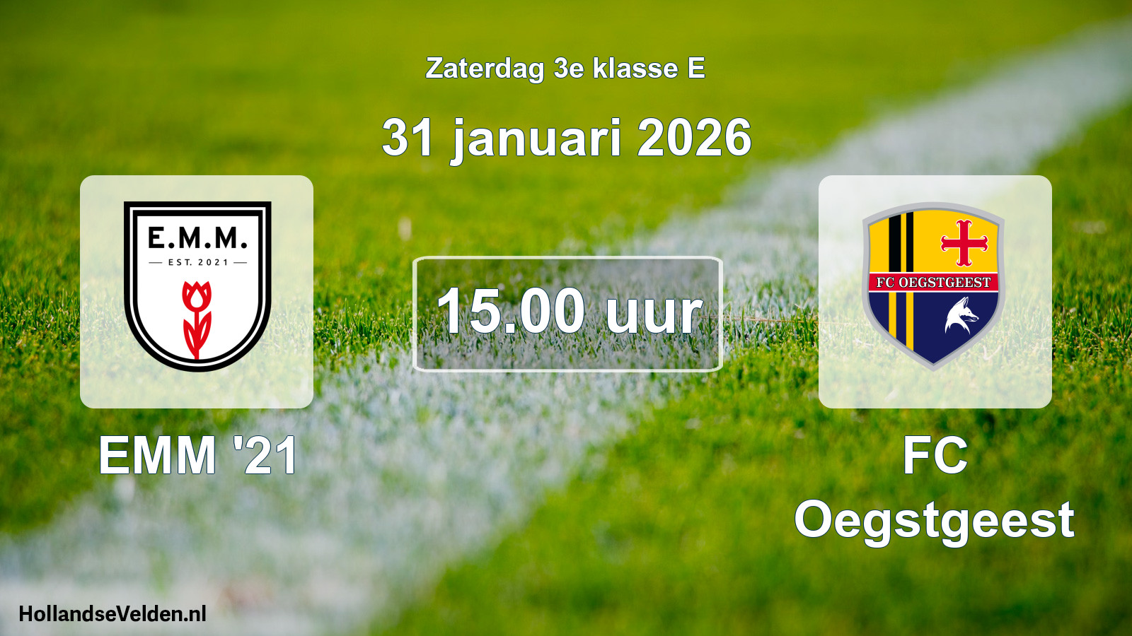 Geplande wedstrijd: EMM '21 - FC Oegstgeest (31 januari 2026)