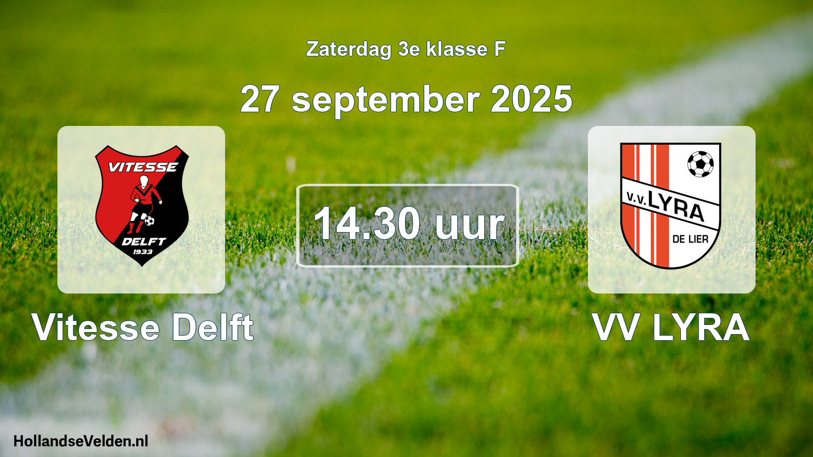 Geplande wedstrijd: Vitesse Delft - VV LYRA (27 september 2025)