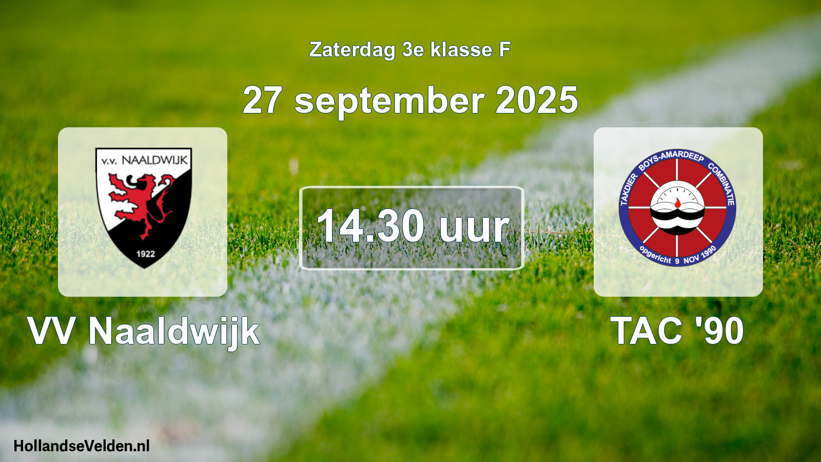Geplande wedstrijd: VV Naaldwijk - TAC '90 (27 september 2025)