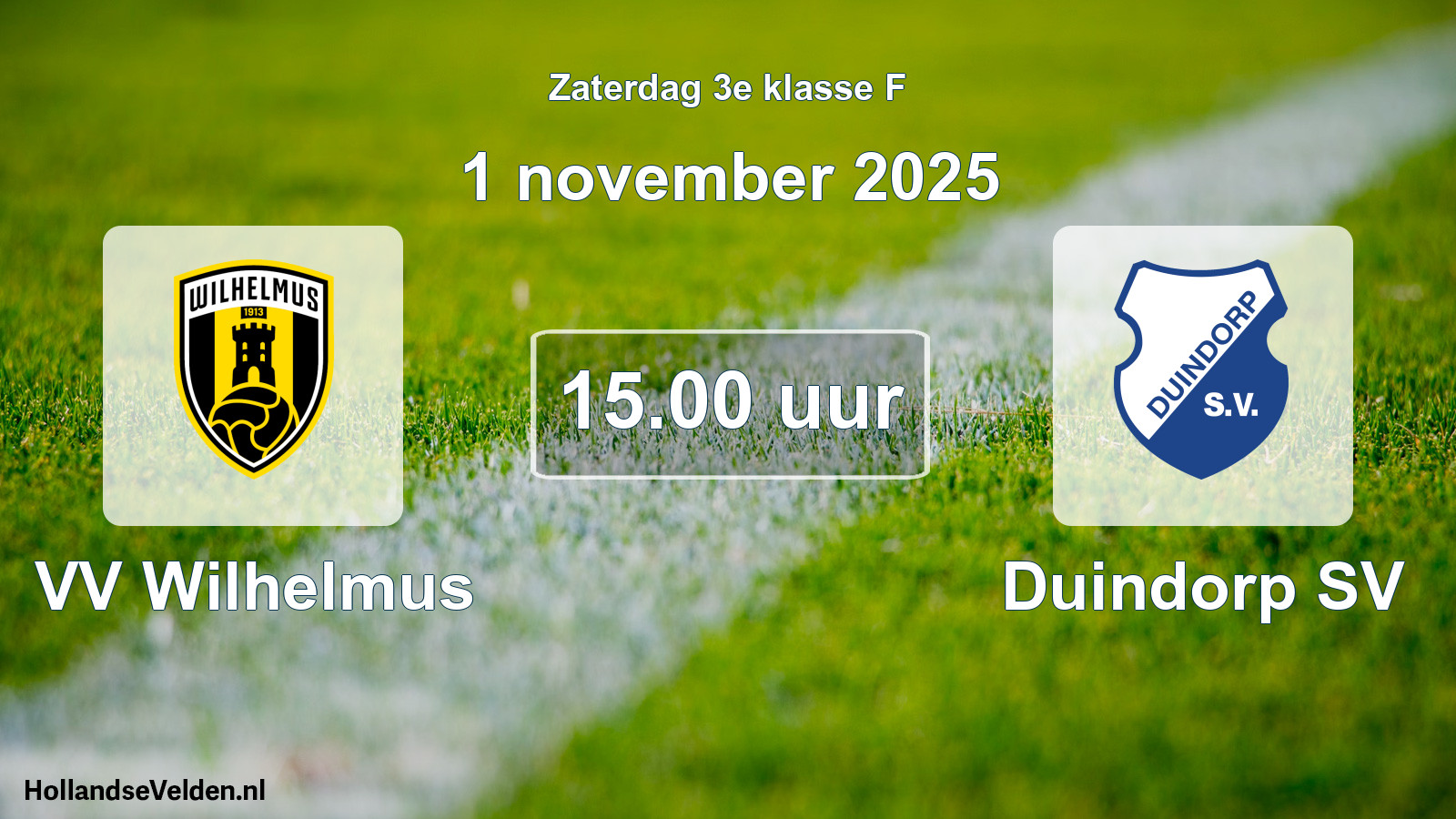 Scheduled Match: VV Wilhelmus - Duindorp SV (1 November 2025)