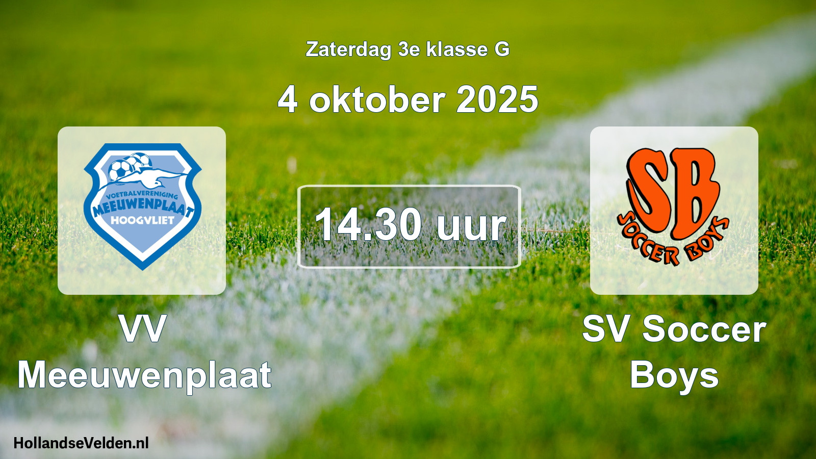 Geplande wedstrijd: VV Meeuwenplaat - SV Soccer Boys (4 oktober 2025)