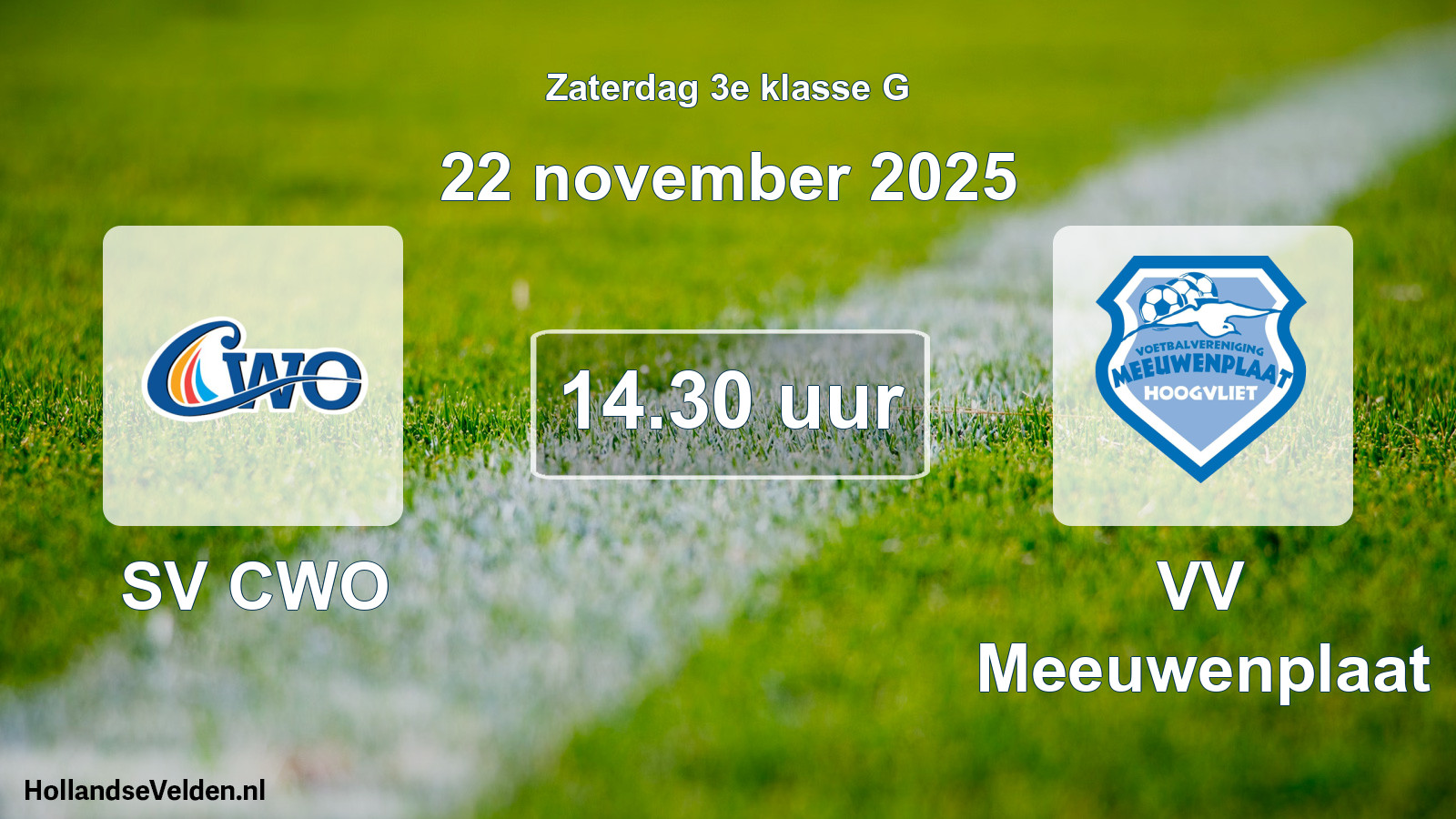 Scheduled Match: SV CWO - VV Meeuwenplaat (22 November 2025)