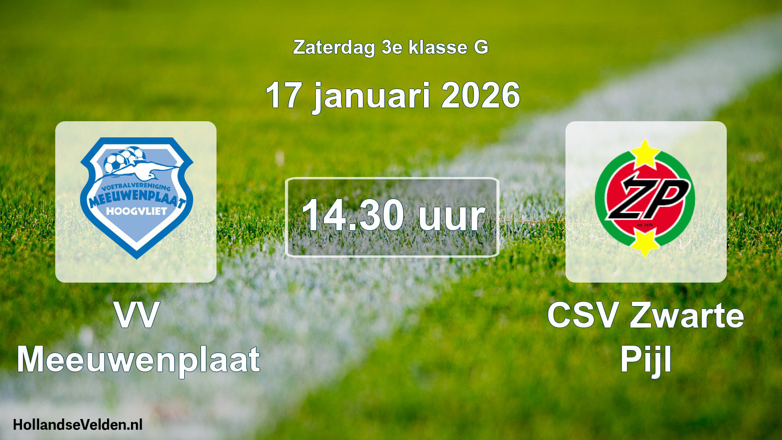 Scheduled Match: VV Meeuwenplaat - CSV Zwarte Pijl (17 January 2026)