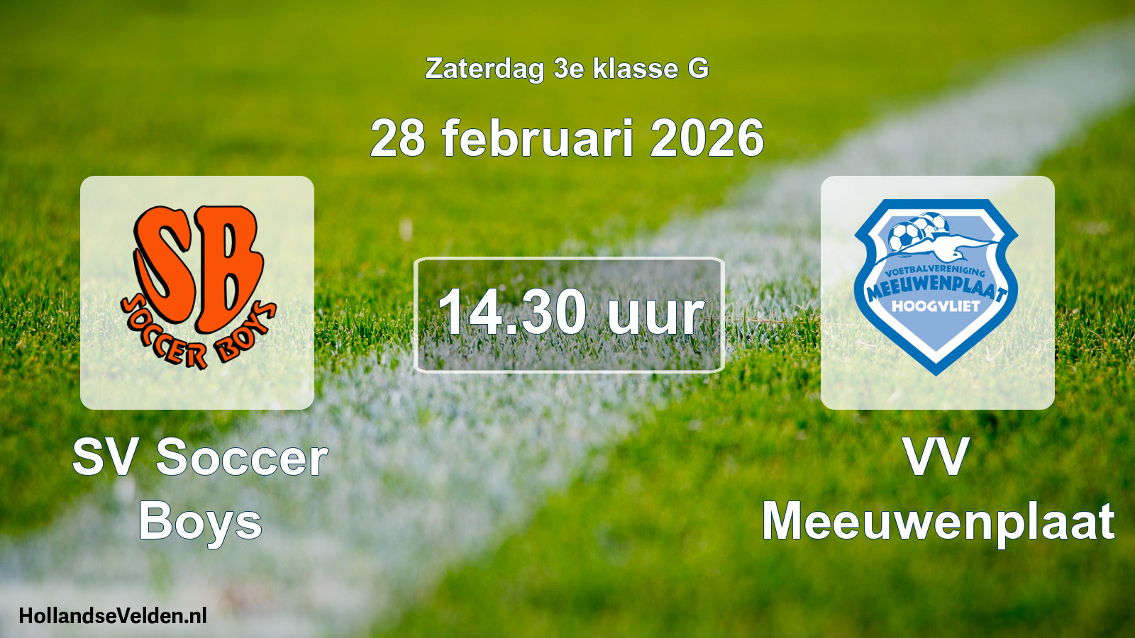 Geplande wedstrijd: SV Soccer Boys - VV Meeuwenplaat (28 februari 2026)