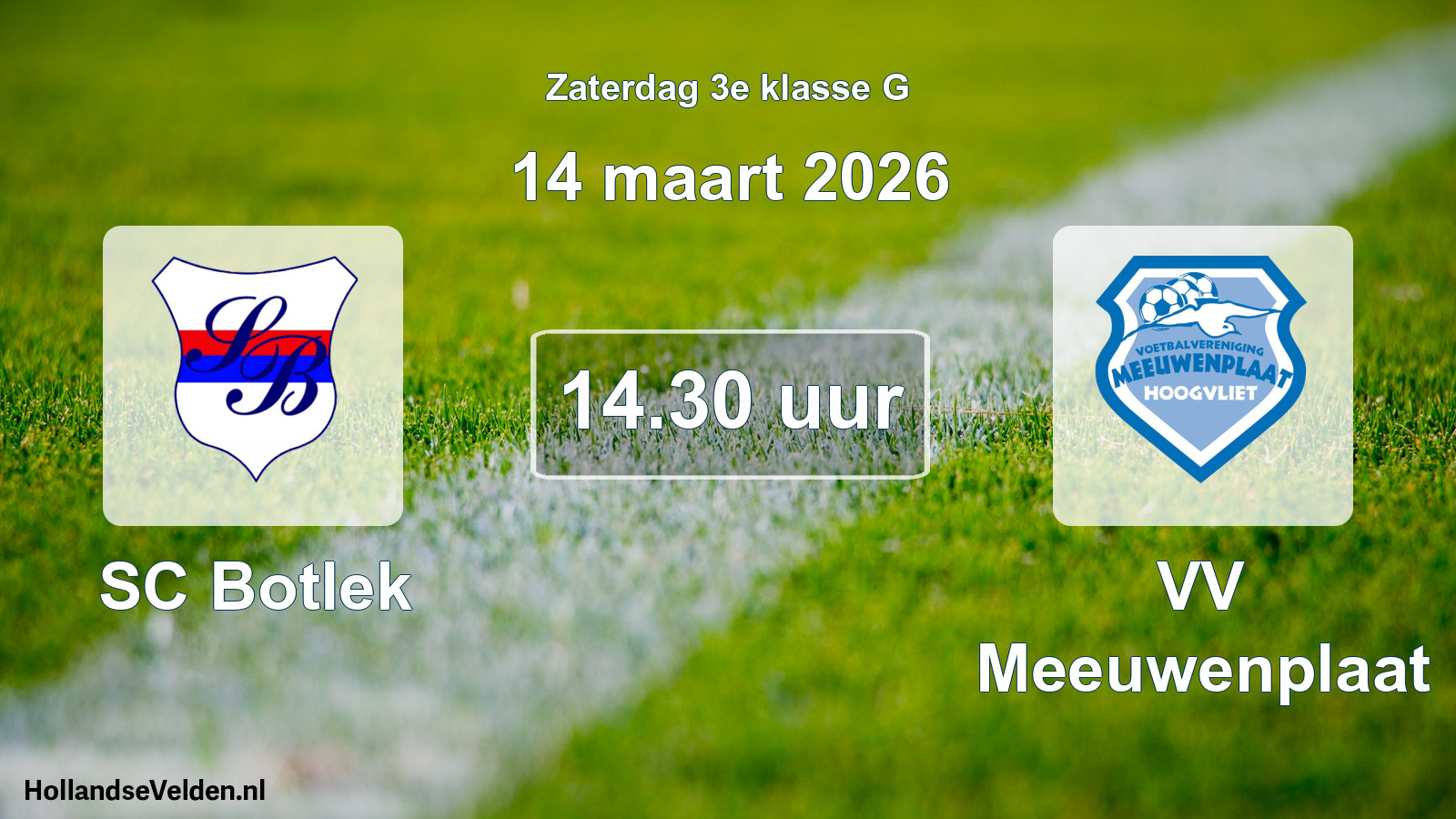 Scheduled Match: SC Botlek - VV Meeuwenplaat (14 March 2026)