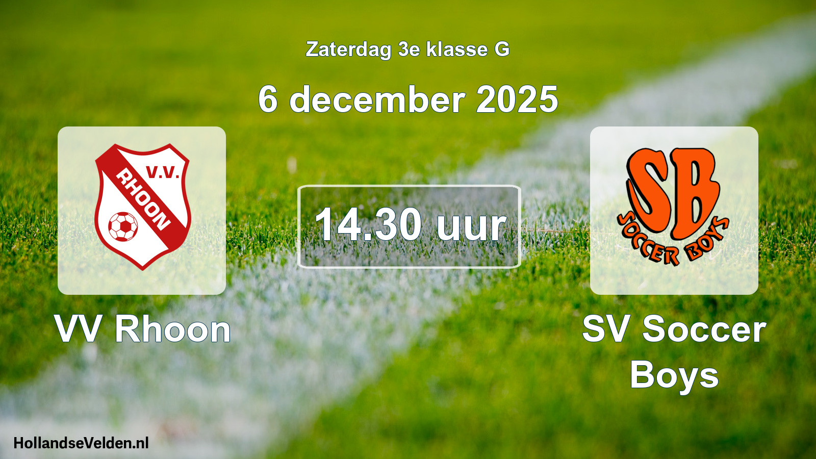 Geplande wedstrijd: VV Rhoon - SV Soccer Boys (6 december 2025)